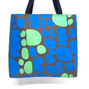 Frida bag featuring fabric designed by Keturah Zimran in Puli puli (rocks) made by Flying Fox Fabrics