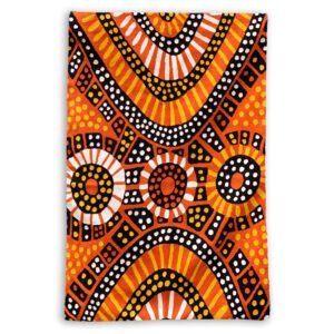 Large wool chains stitch rug kilim wallhanging designed by Nina Puruntatameri of Munupi Arts and made by Better World Arts. Available from Flying Fox Fabrics