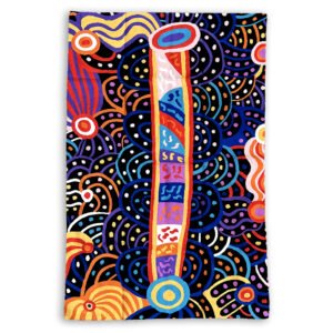 Large wool chains stitch rug kilim wallhanging designed by Norah Davidson of Papulankutja Artists. Available from Flying Fox Fabrics