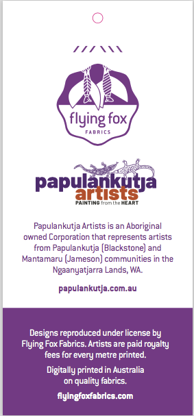 Papulankutja Flying Fox Fabrics Story Tag front