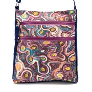 Delia Bag fabric is Yam from Warlukurlangu Artists made by flying Fox Fabrics