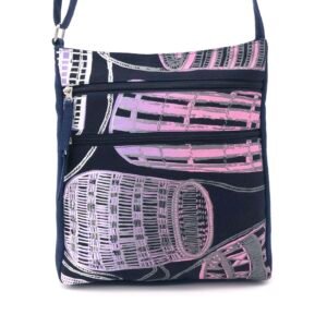 Delia bag made from Dilly Bags fabric designed by ladies from Injalak Arts made by Flying Fox Fabrics