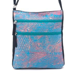 Delia crossbody bag made with lino printed fabric from Babbarra Designs in Maningrida in the Northern Territory of Australia made by Flying Fox Fabrics