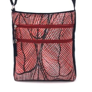 Delia bag, fabric is Billygoat Plum design by Sussan Marawarr from Babbarra Designs made by flying Fox Fabrics