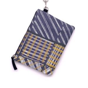 Nelly clutch purse bag with wrist strap, Wak Wak Crow fabric designed by Deborah Wurrkidj of Babbarra Designs in Maningrida, made by Flying Fox Fabrics