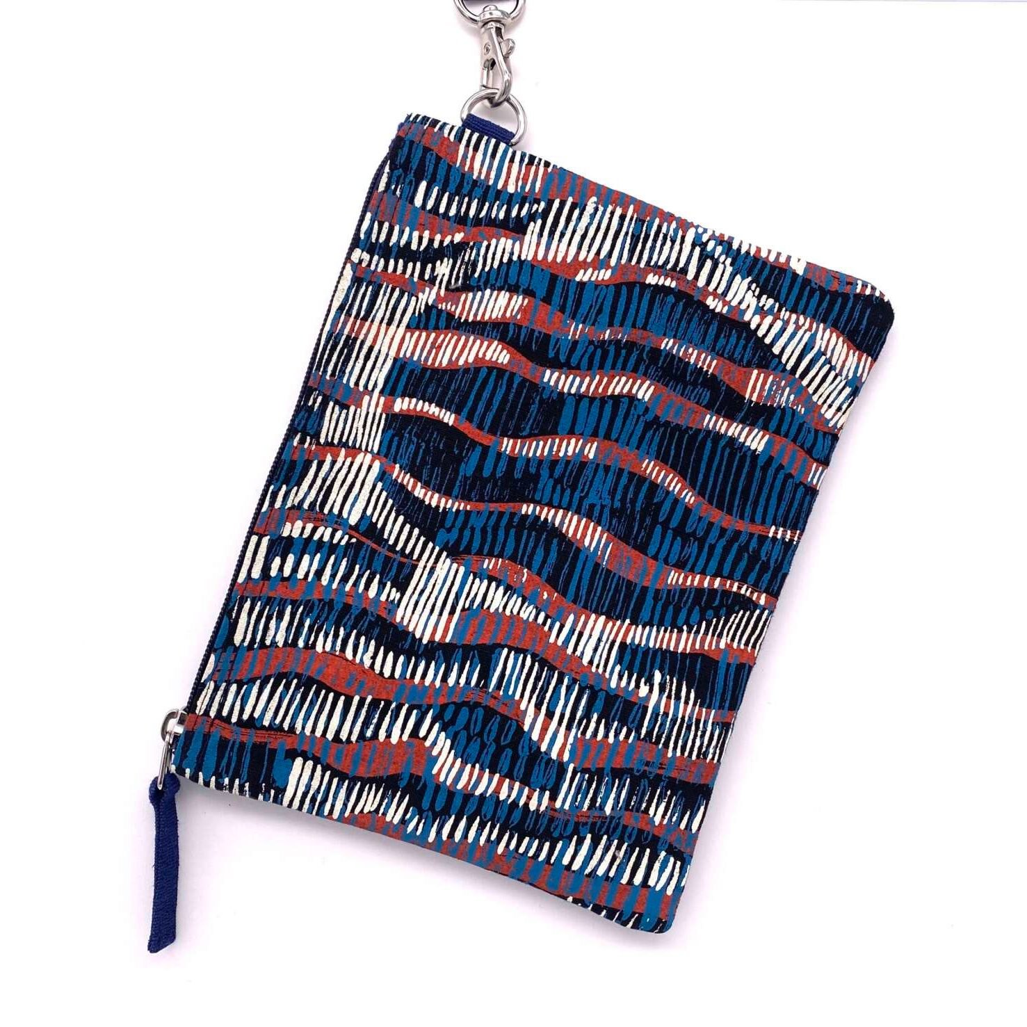 Nelly clutch purse bag with wrist strap, Goose Eggs fabric designed by Marita Sambono of Merrepen Arts, made by Flying Fox Fabrics