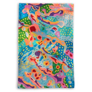 Small wool kilim rug wallhanging designed by Stephen Jupurrula Nelson from Warlukurlangu Artists made by Better World Arts available from Flying Fox Fabrics