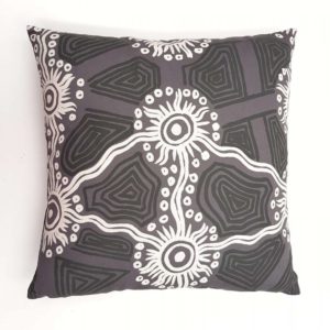 cushion cover hand printed with Sand hills design by Lisa Mulda Multa of Ikuntji Artists and made by Flying Fox Fabrics