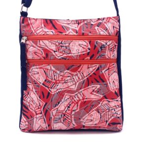 Delia bag, fabric is Catfish design by Nagula Jarndu made by flying Fox Fabrics