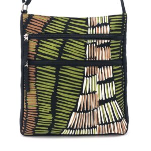 Delia bag, fabric is Pandanus Baskets design by Kieren Karritpul from Merrepen Arts made by flying Fox Fabrics