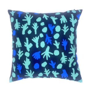 Cushion cover made from hand printed fabric designed by alice Nampijtinpa of Ikuntji Artists made by Flying Fox Fabrics