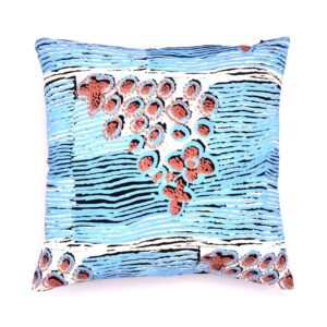 cushion cover made from hand printed fabric designed by Eunice Napanangka of Ikuntji Arts. Made by Flying Fox Fabrics